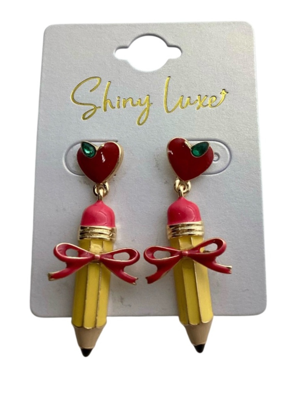 Shiny Luxe Lesson in Style Yellow Pencil Earrings (NWT) - Picture 4 of 6